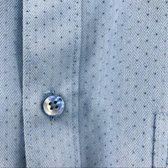 Massimo Dutti Shirt Size 15.5 100% Cotton Blue Dotted Button Up - Picture 3 of 5